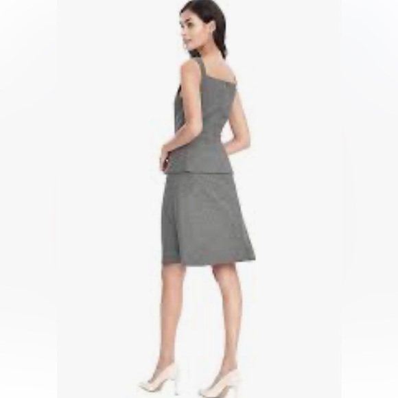 BANANA REPUBLIC NWT Italian Herringbone Flannel Peplum Gray Square Neck Dress - Picture 2 of 9